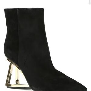 Gianni Bini Black Boots with Metallic Gold Heel